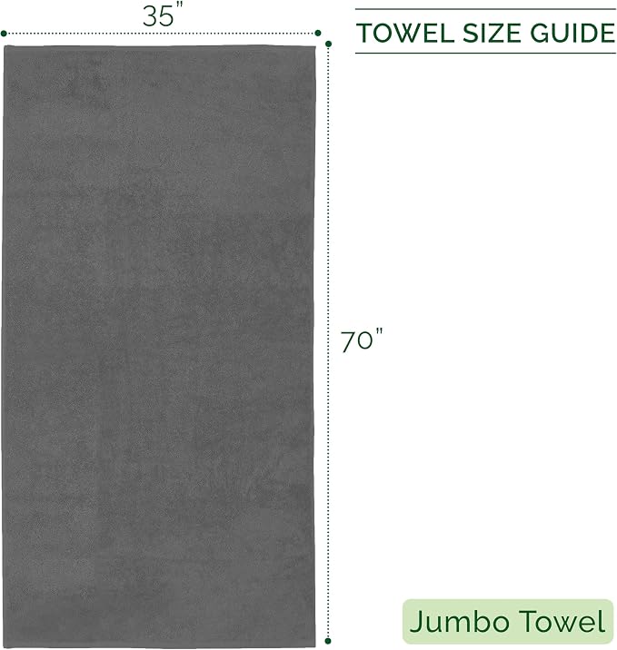 Elegant Comfort Three Line Popcorn Towel Set for Bathroom 35 x 70 inches,Premium Hotel Quality 1-PACK Jumbo Towels, 100% Turkish Cotton, Soft and Durable, Quick Dry and Highly Absorbent, Charcoal Gray