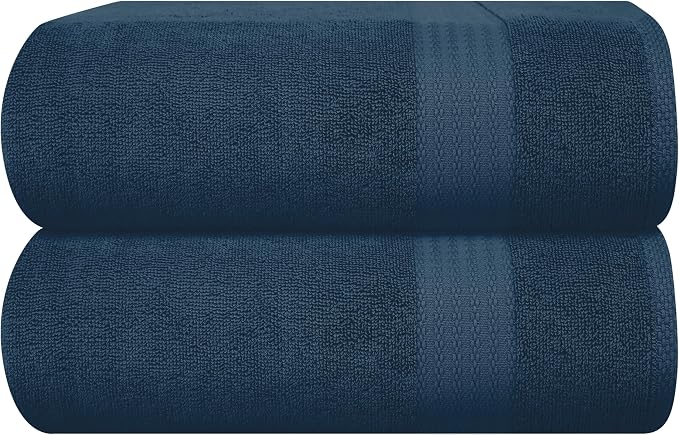 GLAMBURG Premium Cotton Oversized 2 Pack Bath Sheet 35x70-100% Pure Cotton - Ideal for Everyday use - Ultra Soft & Highly Absorbent - Machine Washable - Mineral Blue