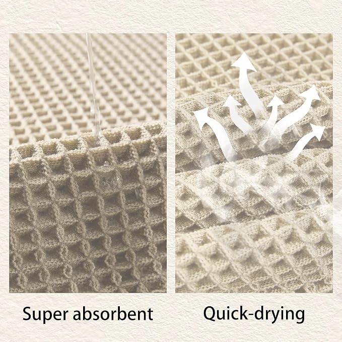 Waffle Bath Mat Non Slip, Boho Bathroom Rug, Super Absorbent Quick Dry Bathroom Mat, Soft Farmhouse Bath Rug with Tassels, Small Washable Shower Mats for Floor 16"x24", Square Cream