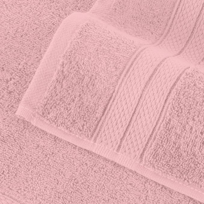 Elegant Comfort Three Line Popcorn Towel Set for Bathroom 35 x 70 inches, Premium Hotel Quality 1-Pack Jumbo Towels, 100% Turkish Cotton, Soft and Durable, Quick Dry and Highly Absorbent, Dusty Pink