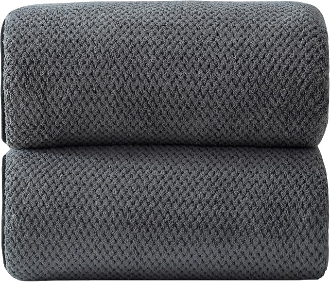40x80 Inches Bath Sheets Towels for Adults Oversized Bath Towels Extra Large Luxury Super Soft Absorbent Quick Dry Microfiber (Charoal Grey,2PCS)