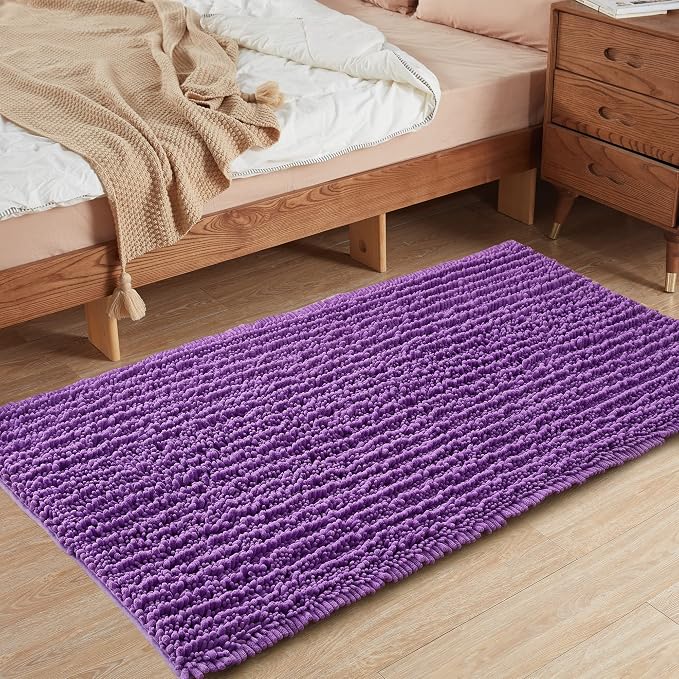 FLOLEOPA Soft Plush Microfiber Bathroom Rugs, Absorbent Bath Rugs Non Skid Machine Wash Dry Bath Mats for Tub,Shower and Bath Room Floor Mats (31x59inches, Lavender)