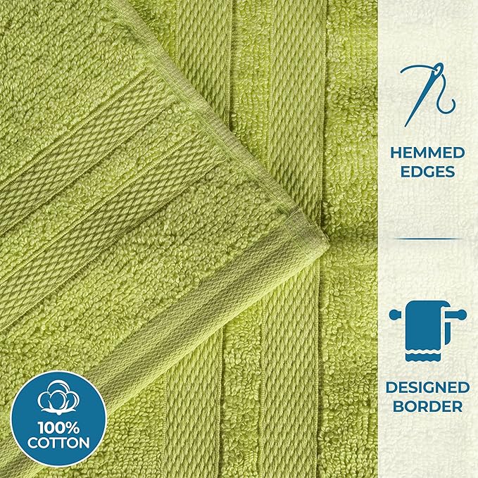 Superior Ultra-Soft 2-Piece Cotton Bath Sheet Set, Perfect for Bathroom Decor, Shower, Spa, Gym, Guest Room, Home Essentials, Daily Use, Soft, Absorbent, Oversized Body Towels - Celery