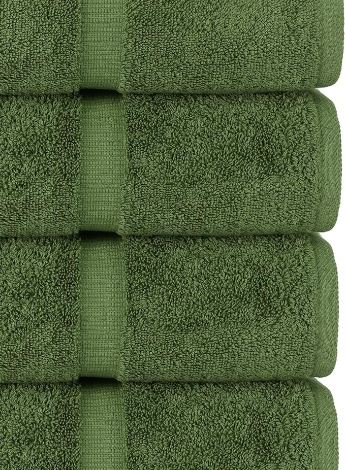 Chakir Turkish Linens 4 Piece Bath Towel Set, 100% Cotton Luxury Turkish Towels for Bathroom, Soft Absorbent Bath Towels, 27 x 54 Inches, Moss