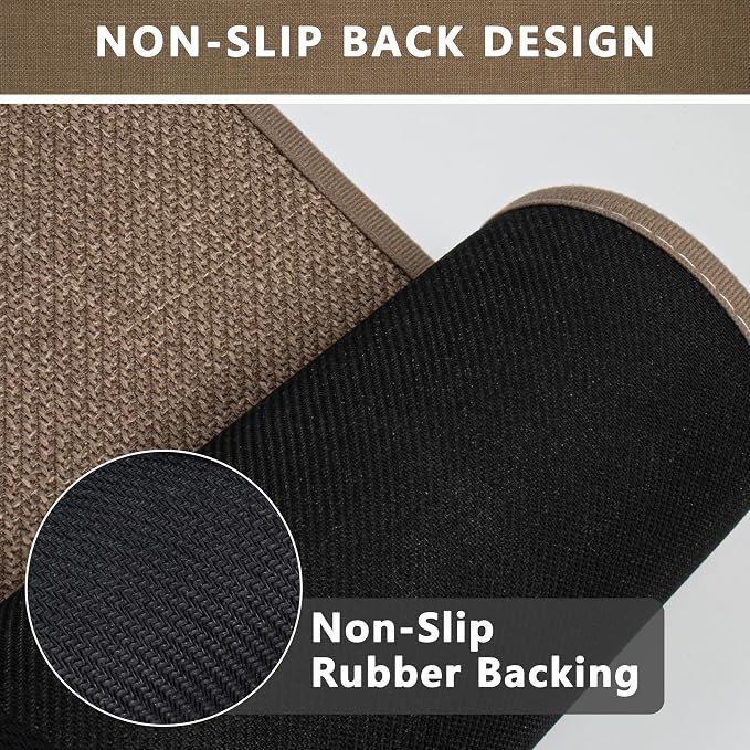 Large Bathroom Rugs Runner Bathroom Mat Quick Dry, Non Slip Bath Mat, Machine Washable Rugs 17"x 47", Camel, Thin Bath Mat Fit Under Door