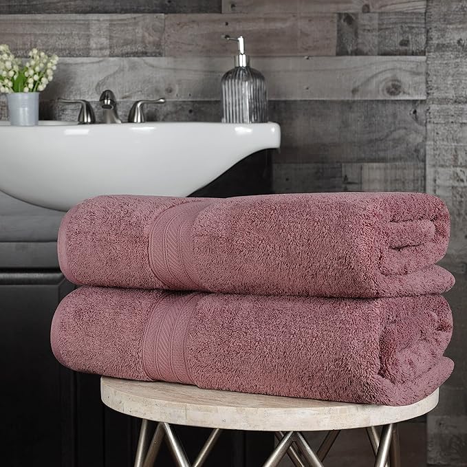 Superior Long Staple 100% Combed Cotton 700GSM 2-Piece Solid Bath Sheet Set for Bathroom, Shower, Kitchen-Super Soft, Plush, Highly Absorbent, Assorted 2-Piece Bath Seets, Grape Shake