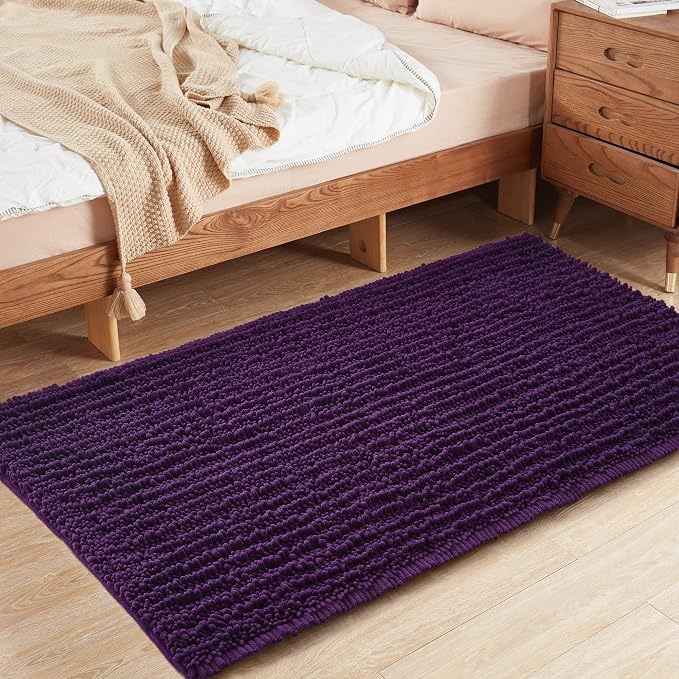 FLOLEOPA Soft Plush Microfiber Bathroom Rugs, Absorbent Bath Rugs Non Skid Machine Wash Dry Bath Mats for Tub,Shower and Bath Room Floor Mats (31x59inches, Plum)