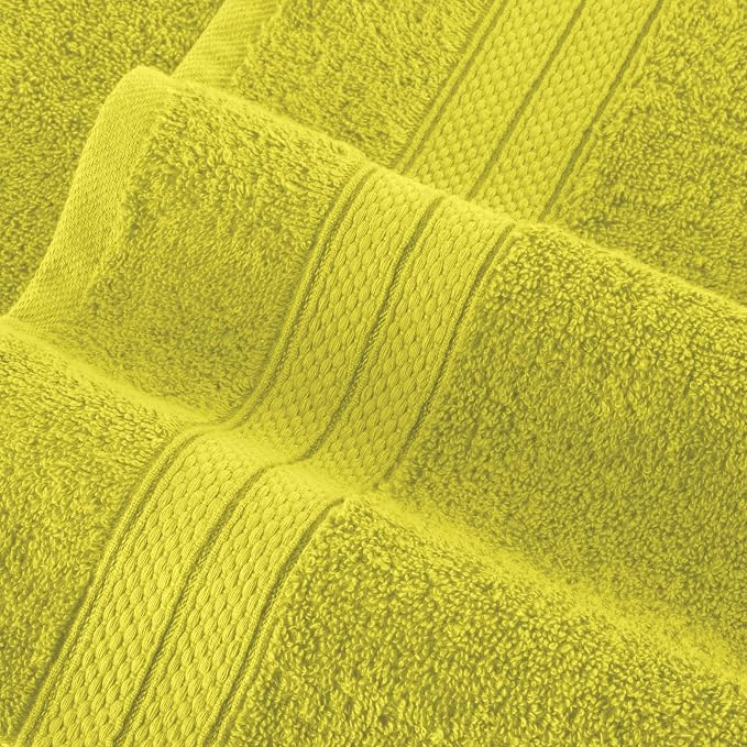Elegant Comfort Luxury 6-Piece Towel Set, Premium Soft 100% Turkish Cotton, Three Line Popcorn Design 2 Bath Towels, 2 Hand Towels and 2 Washcloths Towel Set - Quick-Drying and Absorbent, Yellow