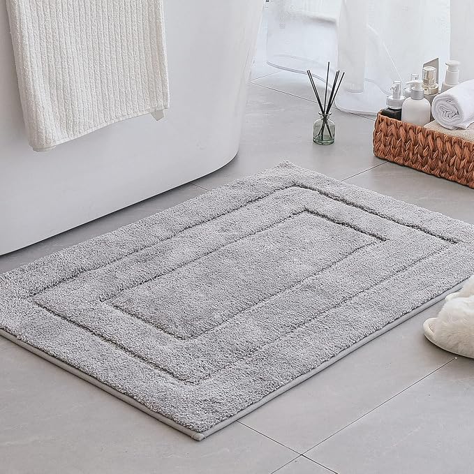 GRANNY SAYS Gray Bathroom Rugs, Bath Mats for Bathroom Non-Slip, Super Soft and Water Absorbent, Microfiber Bath Rugs, Machine Wash Dry, Large Bath Rugs for Bath Floor, Tub and Shower 36" x 24"