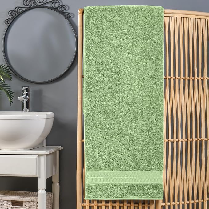 Elegant Comfort Three Line Popcorn Extra Large Luxury Bath Towel - 40" x 80" inch, Premium Hotel Spa Quality 1 Piece Oversized Bath Sheet 100% Turkish Cotton Super Soft Highly Absorbent, Sage Green