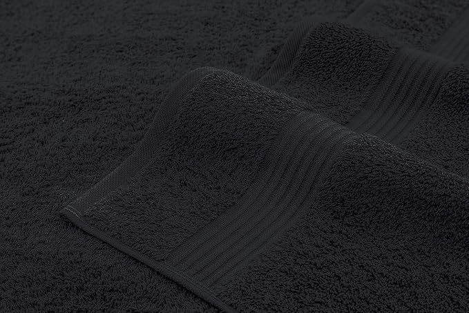 American Bath Towels 100% Cotton 6 Piece Turkish Towel Set, Ultra Soft Absorbent Bathroom Towels, 2 Bath Towel 2 Hand Towels 2 Washcloths, Black