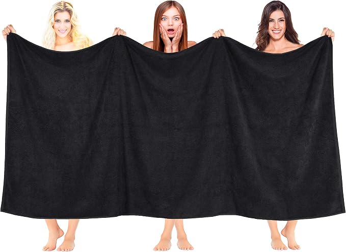 100% Cotton Oversized 40x80 Bath Sheet, Turkish Bath Towels for Bathroom Extra Large, Black Bath Sheet