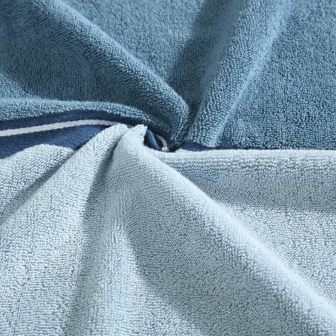 Nautica – Bathroom Towels, Soft Plush Washcloth, Bath & Hand Towel Set, Highly Absorbent Yarn Dyed Terry Cotton, Set of 6, College Dorm Room Essentials (Belle Castle Blue)