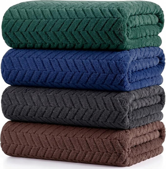 4 Pcs Microfiber Bath Towel Set 35" x 70" Oversized Turkish Luxury Plush Bath Sheet Extra Large Jacquard Chevron Sheet Soft Coral Velvet Absorbent Blanket for Pool Shower Spa
