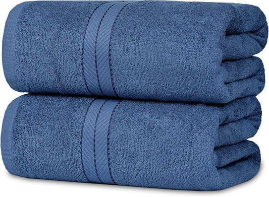 Casa Lino Bath Sheets Set Extra Large - 100% Cotton Extra Large Bath Towels - Highly Absorbent & Quick Dry Oversized Towels for Adults - 36"x72" - Pack of 2 - (Cobalt Blue)