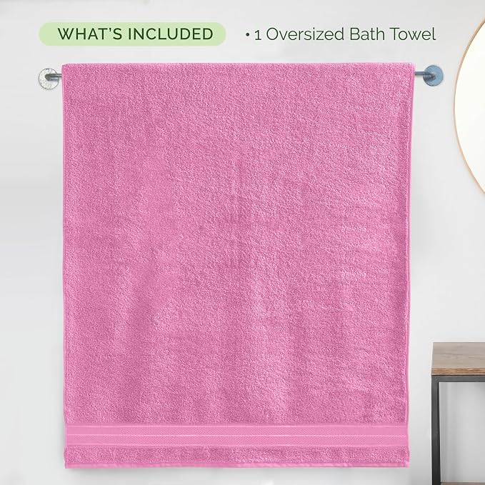 Elegant Comfort Three Line Popcorn Extra Large Luxury Bath Towel - 40" x 80" inch, Premium Hotel Spa Quality 1 Piece Oversized Bath Sheet 100% Turkish Cotton Super Soft Highly Absorbent, Light Pink