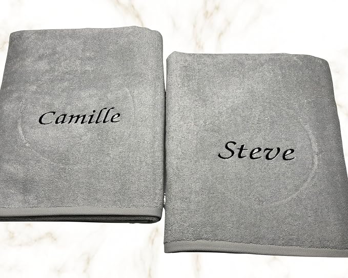 Personalized Towels - Oversized Bath Sheet 1 Pack - Customized Turkish Jumbo Towel for Spa - Cotton Towel -Monogrammed Towels with Initials Name Embroidery (Silver, Bath Sheet Oversized 1pc)