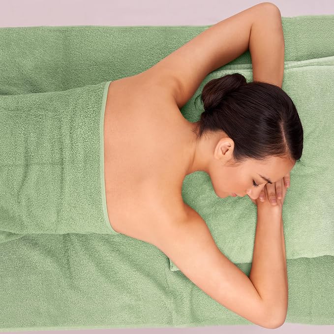 Bath Sheets – 550 GSM Extra Large Bathroom Sheet Set – Pack of 2 Jumbo Towels Light Green (71x35in) – 100% Ring Spun Cotton Soft Quick Dry Large Bath Towels for Adults Hotel Spa Bathroom Use
