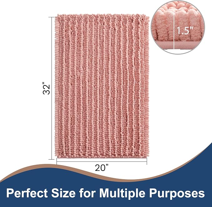 FLOLEOPA Soft Plush Microfiber Bathroom Rugs, Absorbent Bath Rugs Non Skid Machine Wash Dry Bath Mats for Tub,Shower and Bath Room Floor Mats(Coral Pink,20x32 inches)