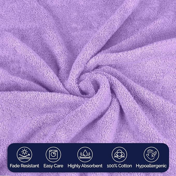 Elegant Comfort Premium Turkish Cotton 1 Piece Jumbo Bath Towel - 35 x 70 inch, Luxurious Hotel Spa Quality 100% Turkish Cotton Large Bath Towel - Highly Absorbent - Soft Bathroom Towel, Lilac