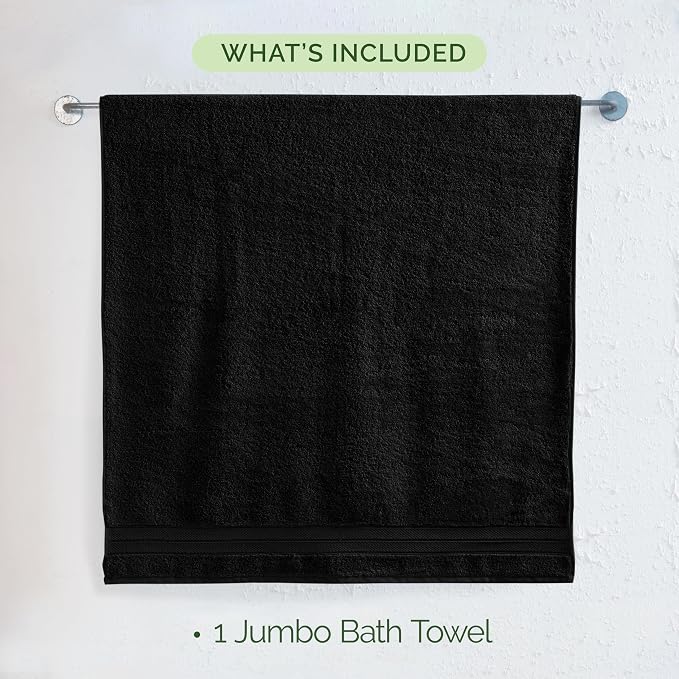 Elegant Comfort Three Line Popcorn Towel Set for Bathroom 35 x 70 inches, Premium Hotel Quality 1-Pack Jumbo Towels, 100% Turkish Cotton, Soft and Durable, Quick Dry and Highly Absorbent, Black