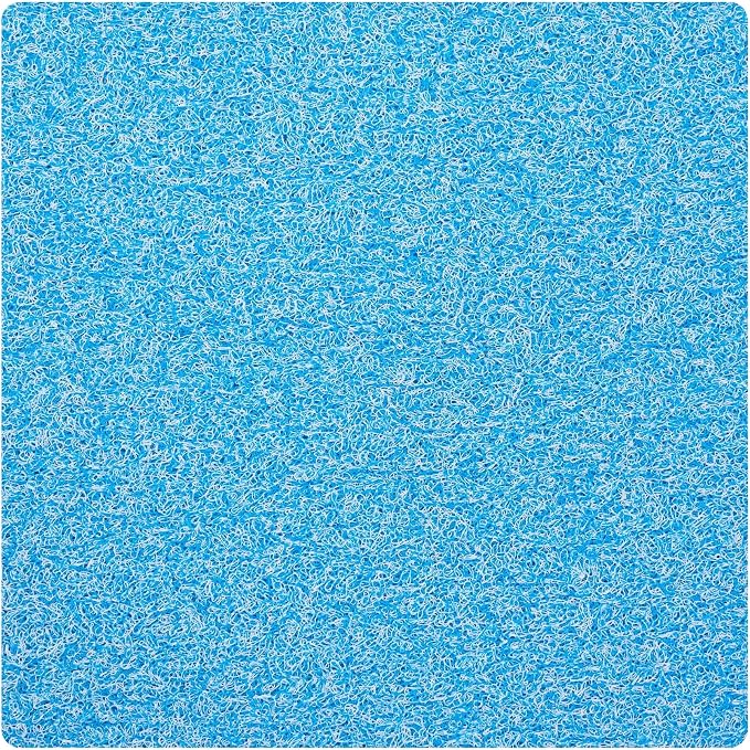 Enkosi Loofah Shower Mat Non Slip – Square Anti Slip Bath Mat for Inside Showers, Bathtub, Tub, Bathroom - Cushioned, Quick Dry PVC with Drain Holes - Secure Grip Safety Pad (Aqua Blue 24x24)