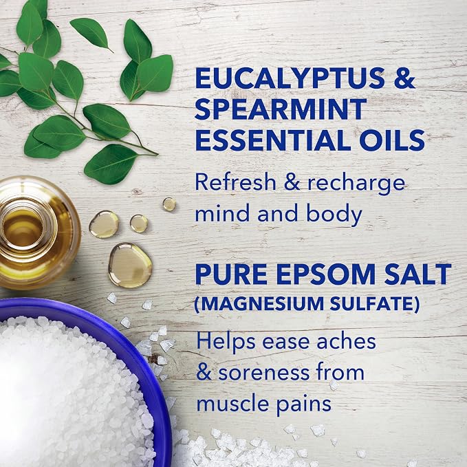 Dr Teal's Epsom Salt Magnesium Soak, Relax & Relief with Eucalyptus & Spearmint Essential Oils, 3 lbs