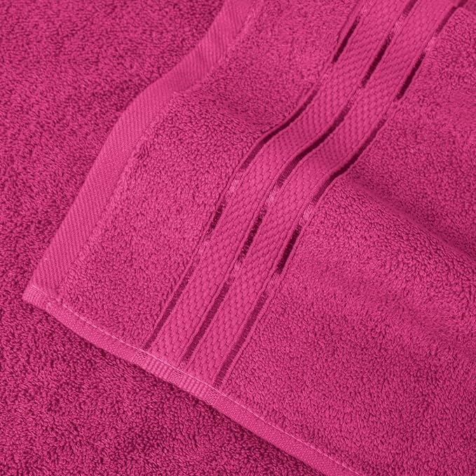 Elegant Comfort Three Line Popcorn Extra Large Luxury Bath Towel - 40" x 80" inch, Premium Hotel Spa Quality 1 Piece Oversized Bath Sheet 100% Turkish Cotton Super Soft Highly Absorbent, Hot Pink