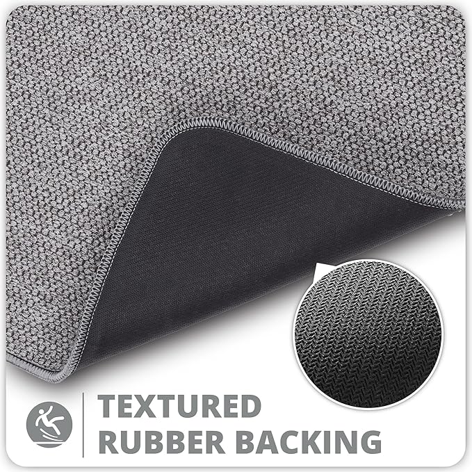 Bosap Bathroom Rugs Set 2 Pieces,Thin Bathroom Mats,Toilet Rugs,Quick Dry,Non-Slip,Machine Washable,Low Pile,Absorbent Bath Mats,Shower,Sink,Home Decor Accessories.Grey,1'5"x2'3"+1'8"x2" U Shape