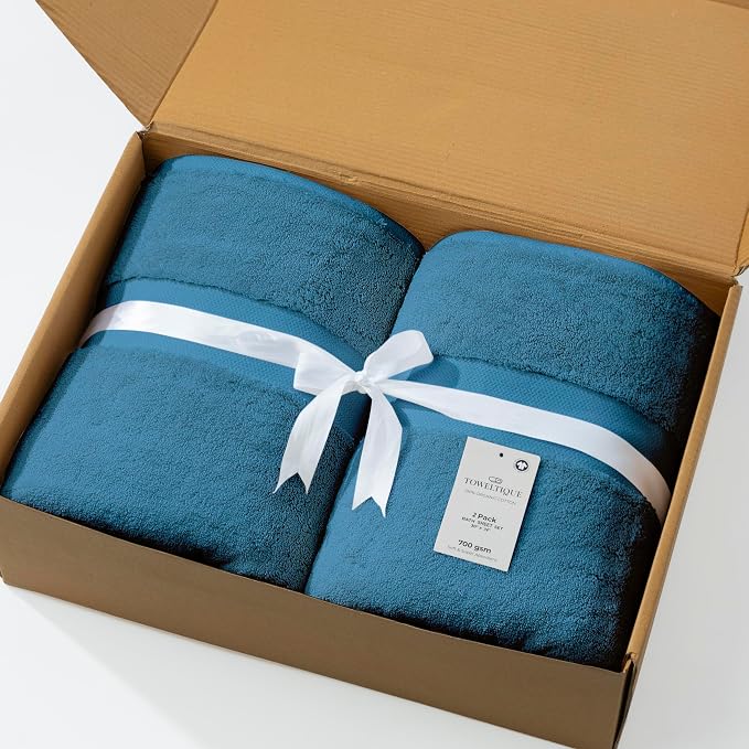 Oversized Bath Towels - 36 x 72 Extra Large Organic Cotton Bath Sheets for Adults | Jumbo Hotel-Size, Ultra Absorbent & Soft | 2 Pack