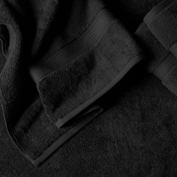SUPERIOR Egyptian Cotton Ultra Plush & Absorbent, 6 Piece Set, Black | Quick Dry, Soft Luxury Towel Set, Bath Essentials, Guest Bath, Spa, 2 Bath, 2 Hand, 2 Face Towels, Madeline Towels