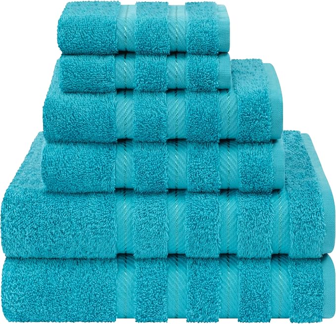 American Soft Linen 100% Cotton Luxury Turkish Towels, 6 Piece Towel Set | Soft Absorbent Quick Dry OEKO Tex Standard 100 Certificated Durable Machine Washable Breathable Premium Hotel Quality