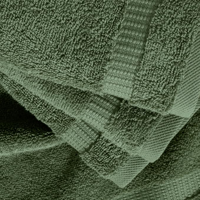 SALBAKOS 100% Turkish Cotton Washcloth Set of 12 13x13 inch | Heirloom Quality | Hotel & Spa Collection | Ultra Soft, Super Absorbent, Washcloth Towels | Made in Turkey (Green, 12 Washcloths)