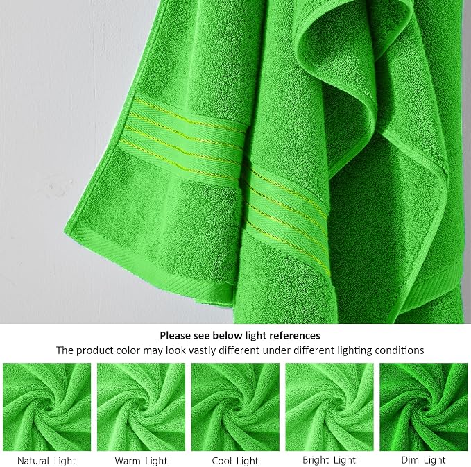 COZYART Kelly Green Bath Towels for Bathroom 6 Pcs, Turkish Cotton Bath Towel Set Super Soft Highly Absorbent Durable 650 GSM Shower Towels for Daily Use