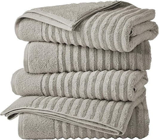 Great Bay Home 4 Pack Bath Towel Set - 100% Cotton Towels - Absorbent & Quick-Dry Towels for Bathroom (Mid Grey)