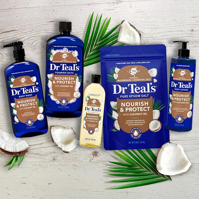 Dr Teal's Epsom Salt Magnesium Soak, Nourish & Protect with Coconut Oil, 3 lbs
