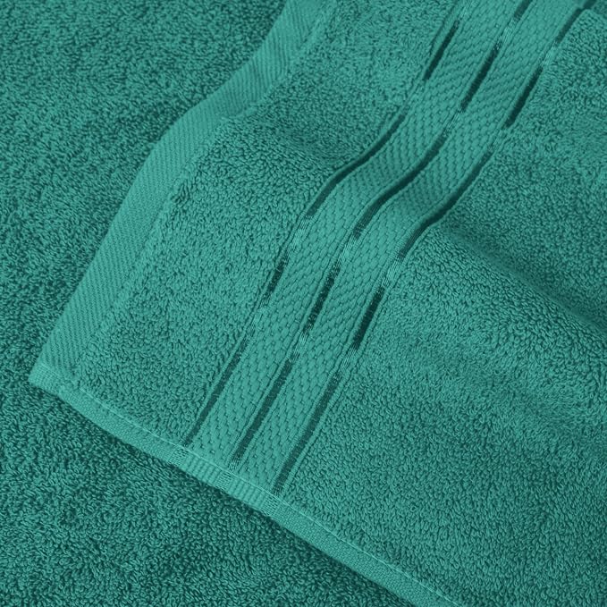 Elegant Comfort Three Line Popcorn Towel Set for Bathroom 27 x 54 inches, Premium Hotel Quality 2-Pack Bath Towels, 100% Turkish Cotton, Soft and Durable, Quick Dry and Highly Absorbent, Teal Blue