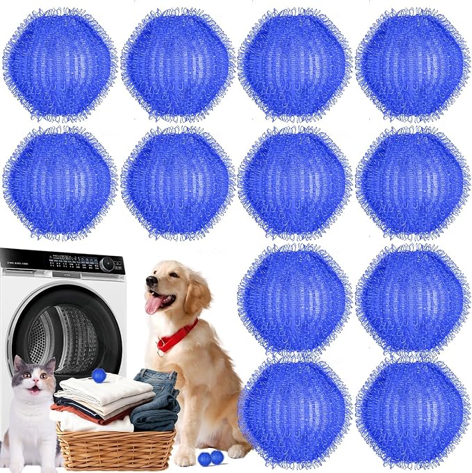 Pet Hair Remover for Laundry, Washing Machine Fur Catcher, 12PCS - MGX007 | Effective Cat Dog Laundry Pet Hair Catcher for Clothes, Sheets, Towels, Fleece Blankets, Won’t Damage Fabric 12PCS