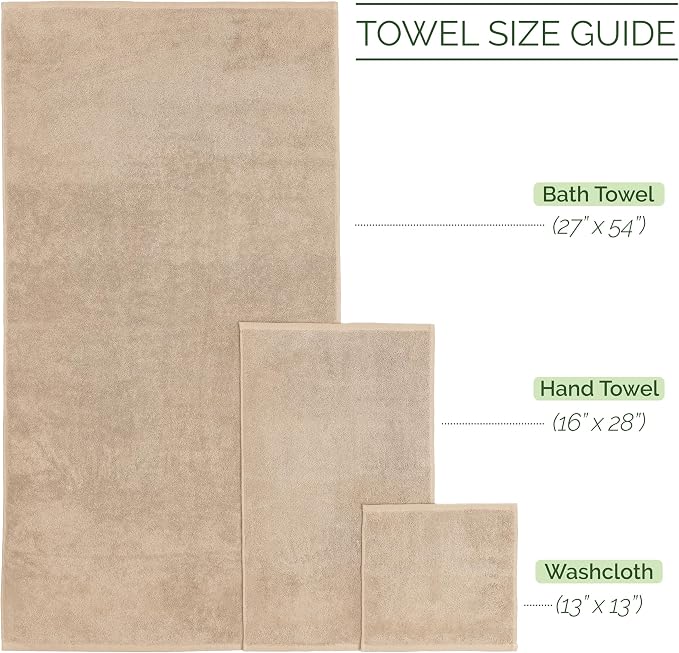 Elegant Comfort Luxury 6-Piece Towel Set, Premium Soft 100% Turkish Cotton, Three Line Popcorn Design 2 Bath Towels, 2 Hand Towels and 2 Washcloths Towel Set - Quick-Drying and Absorbent, Tan