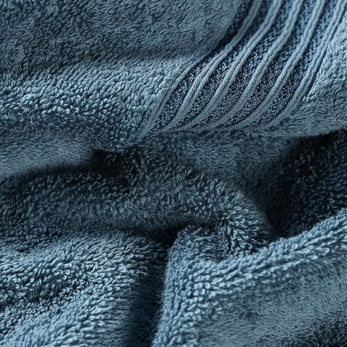 Superior Egyptian Cotton 8-Piece Towel Set, Assorted Towels for Home Bathroom, Guest Bath Decor Essentials, Includes 2 Bath, 4 Hand, 2 Face Towels/Washcloths, Quick Dry, Absorbent, Sapphire