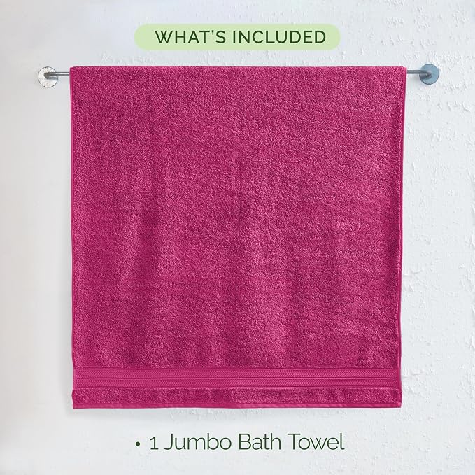 Elegant Comfort Three Line Popcorn Towel Set for Bathroom 35 x 70 inches, Premium Hotel Quality 1-Pack Jumbo Towels, 100% Turkish Cotton, Soft and Durable, Quick Dry and Highly Absorbent, Hot Pink