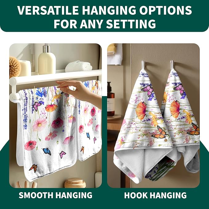 Spring Summer Wildflowers Hand Towel Coral Velvet Towel for Women Bath Face Salon Gym Yoga