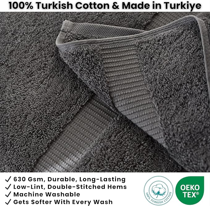 SALBAKOS 2-Piece 100% Turkish Cotton Extra Large Bath Towel 35x70 inch | Premium Hotel Quality Bath Sheet Towels | Thick, Soft, Absorbent, Oversized Bath & Beach Towels (Gray, 2 Bath Sheets)