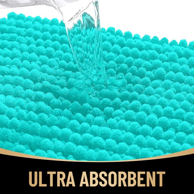 OLANLY Thick Bathroom Rugs 36x24, Extra Soft Absorbent Chenille Bath Rugs, Rubber Backing, Machine Wash Dry, Bath Mats for Bathroom Floor, Tub and Shower, Home Decor Accessories, Teal