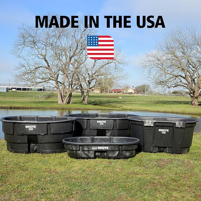 Rubbermaid Commercial Products Stock Tank, 50-Gallons, Structural Foam, Heavy Duty Container, for Livestock/Animal/Cattle Feed & Water, Outdoor Homemade Pool/Hot Tub/Bathtub, & Pet Cleaning/Dog Wash