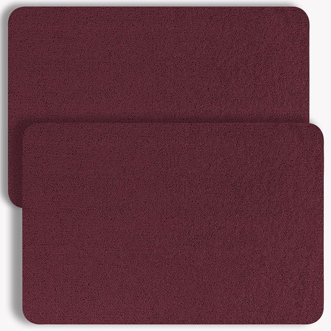 Hargiis Non-Slip Bathtub Mat, 2 Pack Anti Slip Shower Mat, Fast Drying Bathtub Mats, Foot Scrubber Mat, Anti Slip Mat for Tub, Floor, Bathroom, Kitchen, Home, Hotel (Wine Red 24"×16"+24"×16")