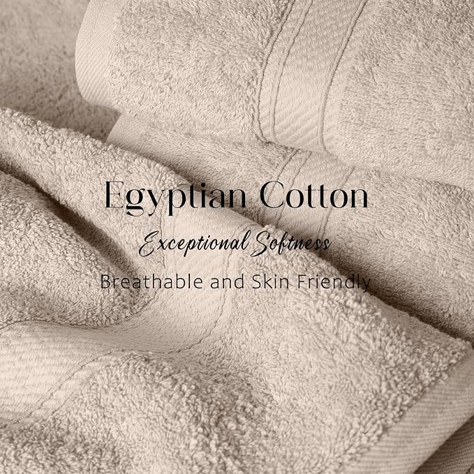 SUPERIOR Egyptian Cotton Plush & Absorbent, Bath Towel Set of 2, Stone | Quick Dry, Soft Luxury Towel Set, Bath Essentials for Bathroom, Guest Bath, Spa, 2 Piece Bath, Madeline Towels