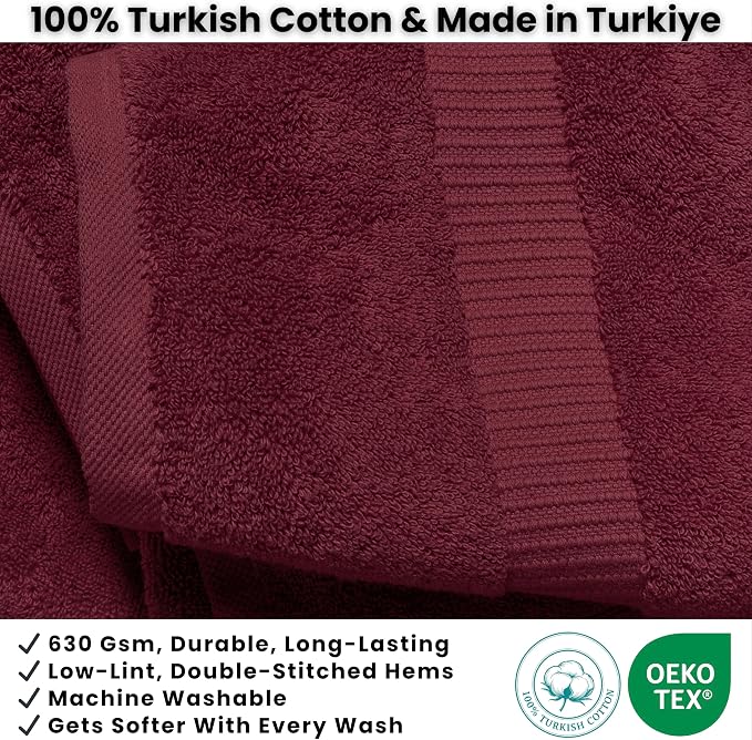 SALBAKOS 2-Piece 100% Turkish Cotton Extra Large Bath Towel 35x70 inch | Premium Hotel Quality Bath Sheet Towels | Thick, Soft, Absorbent, Oversized Bath & Beach Towels (Wine, 2 Bath Sheets)