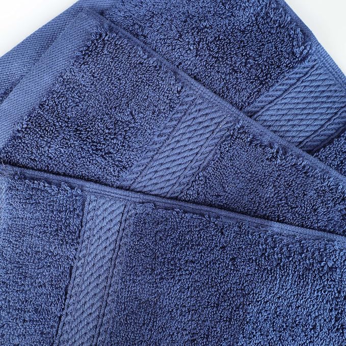 SUPERIOR Egyptian Cotton Pile Plush Bath Sheet, 2 Piece Set, Navy Blue | Highly Absorbent, Ultra Soft Luxury 800 GSM Towel Set for Bathroom, Shower, Hotel Essentials Oversize Plush Madeline Towels