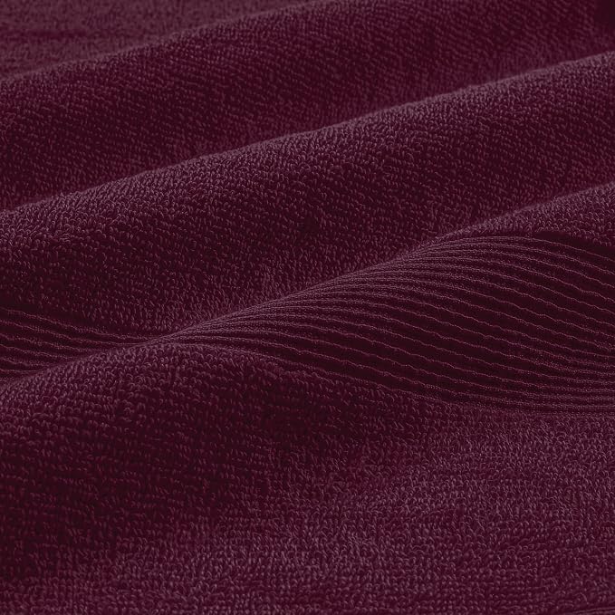Belizzi Home 8 Piece Towel Set 100% Ring Spun Cotton, 2 Bath Towels 27x54, 2 Hand Towels 16x28 and 4 Washcloths 13x13 - Ultra Soft Highly Absorbent Machine Washable Hotel Spa Quality - Burgundy